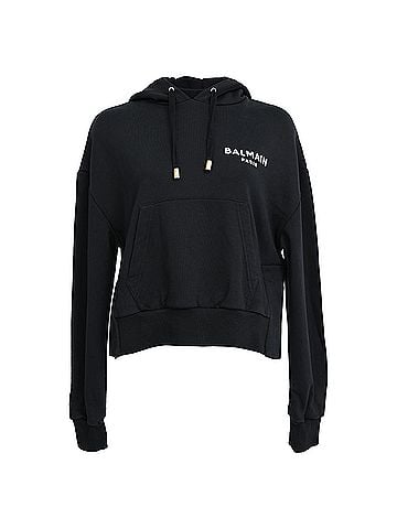Balmain Balmain Logo Hoodie in Black Cotton (view 1)