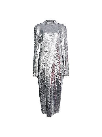 Veronica Beard Veronica Beard Nila Sequined Midi Dress in Silver Nylon (view 1)