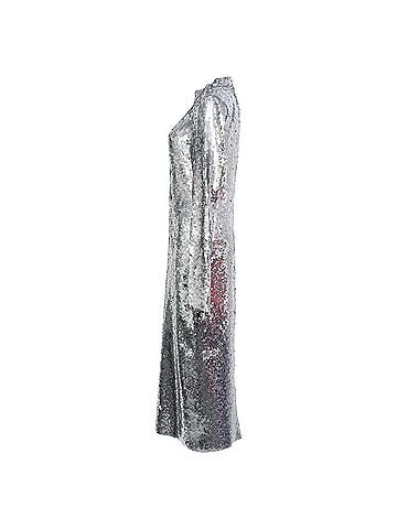 Veronica Beard Veronica Beard Nila Sequined Midi Dress in Silver Nylon (view 2)