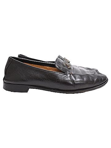 Chanel Chanel CC Embellished Loafers in Black Calf Leather (view 1)