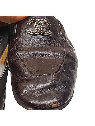 Chanel Chanel CC Embellished Loafers in Black Calf Leather (view 2)