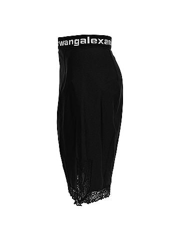 Alexander Wang T by Alexander Lace Trimmed Skirt in Black Polyamide (view 2)