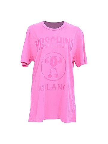 Moschino Moschino Double Question Mark Logo T-Shirt in Pink Cotton (view 1)