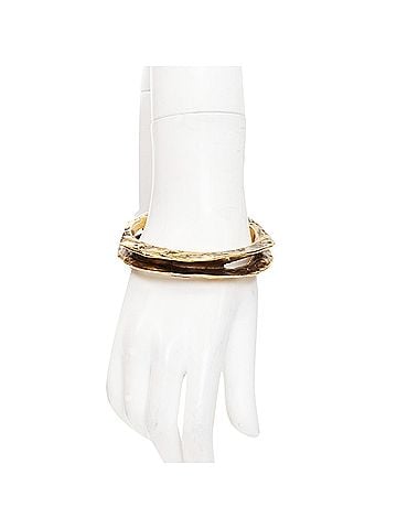 Saint Laurent Saint Laurent antique gold tone hammered cutout cuff (view 1)