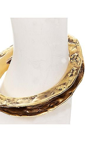 Saint Laurent Saint Laurent antique gold tone hammered cutout cuff (view 2)