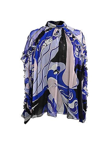 Emilio Pucci Emilio Pucci Abstract-Print Ruffled Blouse in Multicolor Silk (view 1)