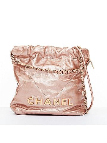 Chanel Chanel 2023 22 Mini Gold Leather Drawstring Bag (view 1)