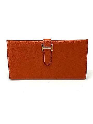 Hermès Hermes Bearn Classic Chevre Orange Folding Wallet Leather ?G Stamp HERMES (view 1)