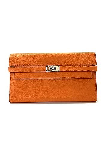 Hermès Hermes Kelly Wallet, Chevre Orange Leather, B Stamp (view 1)