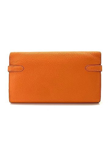 Hermès Hermes Kelly Wallet, Chevre Orange Leather, B Stamp (view 2)