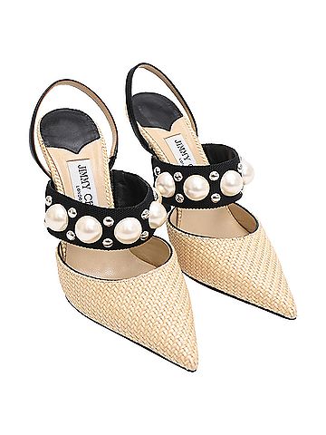 Jimmy Choo Jimmy Choo Breslin 100 Pumps in Beige Raffia (view 2)