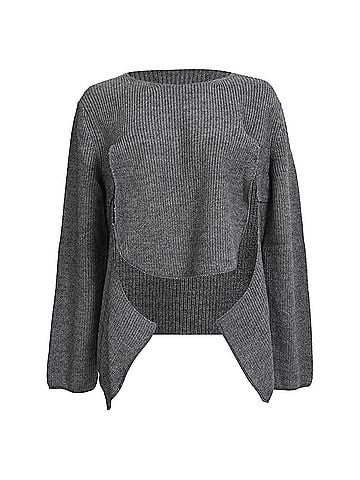 Comme des Garçons Comme Des Garçons Cut-Out Sweater in Grey Acrylic (view 1)