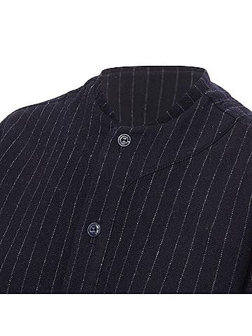 Comme des Garçons Comme des Garcons navy blue pinstripe wool baseball shirt (view 2)