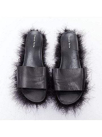 Simone Rocha Simone Rocha Leather Feather Slides Mules (view 1)
