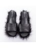 Simone Rocha 100% Leather Black Simone Rocha Leather Feather Slides Mules Size EU 38 - photo 1