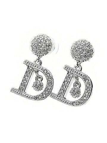 Christian Dior Christian Dior D Alphabet Dancing Earrings, Metal, Rhinestones (view 1)
