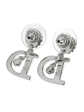 Christian Dior Christian Dior D Alphabet Dancing Earrings, Metal, Rhinestones (view 2)
