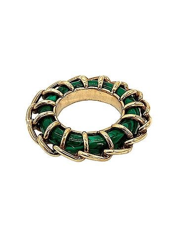 Bottega Veneta Bottega Veneta Malachite Paste Ring, Green x Gold (view 1)