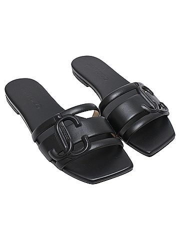Jimmy Choo Jimmy Choo Laran Flat Slides in Black Leather (view 2)