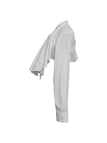 Comme des Garçons Comme Des Garçons Mandarin Collared Cropped Shirt in White Cotton (view 2)
