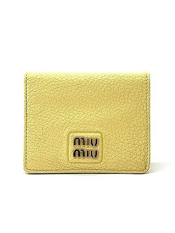 Miu Miu Miu Miu Miu Madras Leather Mini Wallet, Bi-fold Lemon Yellow (view 1)