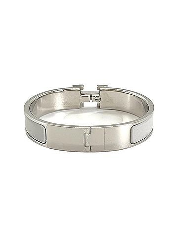 Hermès Hermes Click H Bangle, Gray and White Enamel (view 1)