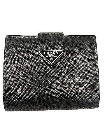 Prada Prada Saffiano Tab Bi-fold Compact Wallet Black PRADA (view 1)
