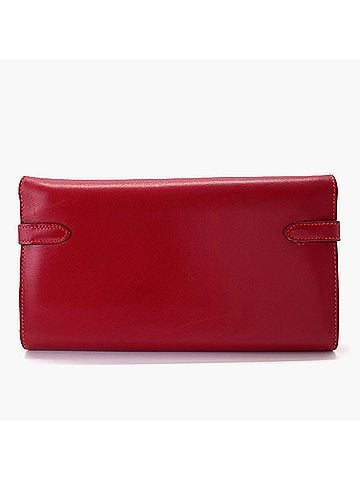 Hermès Hermes Kelly Wallet, Box Calf Leather, Red, Long C Stamp (view 2)