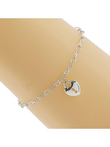 Tiffany & Co. Tiffany &amp; Co. Heart Lock Charm Bracelet, Sterling Silver 925, Approx. 2.8g, Unisex. (view 1)