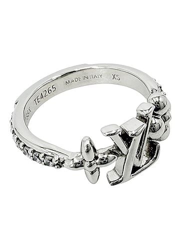 Louis Vuitton Louis Vuitton Women's Monogram Flower Ring, LV Iconic Accessory, Ring XS, Jewelry, LOUIS VUITTON, Approx. M1188X, Silver, 2.4g (view 1)