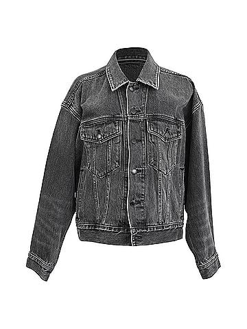 Alexander Wang Alexander Wang Logo Patch Denim Jacket in Grey Cotton (view 1)