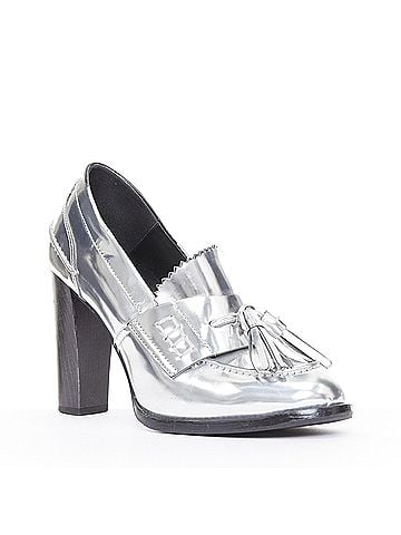 Stella McCartney Stella McCartney 2014 Silver Metallic Kiltie Loafer Heels (view 2)
