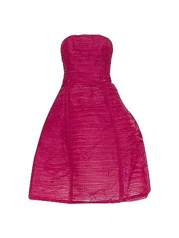 Oscar De La Renta Oscar de la Renta pleated silk strapless midi dress (view 1)