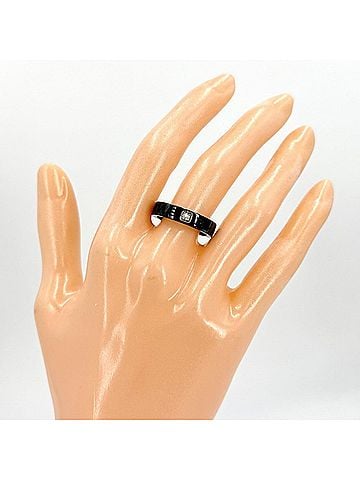 Bvlgari Bvlgari Bulgari Women's Ring, Jewelry Accessory, Au750 18K White Gold, Ceramic, Diamond, Black, Approx. 3.2g (view 2)