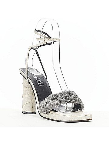 Versace Gianni Versace Shearling Ankle Sandals (view 2)