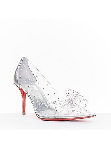 Christian Louboutin CHRISTIAN LOUBOUTIN Bridal Jelly Strass 80 silver crystal PVC bow pump EU38 (view 2)