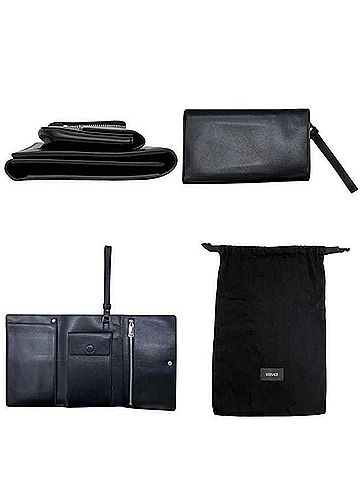 Versace Versace Tri-fold Clutch Bag, Leather, Black, Men's, with Strap (view 2)