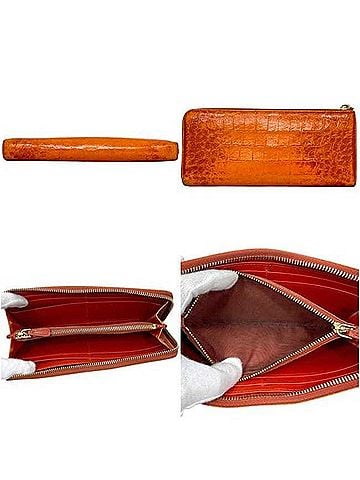 Miu Miu Miu Miu Miu L-shaped long wallet, MIUMIU leather, embossed, orange, women's. (view 2)