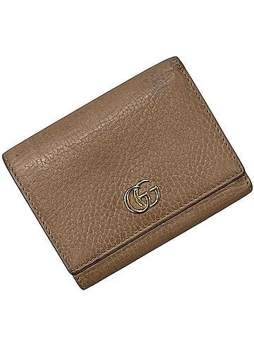Gucci Gucci Tri-fold Wallet Compact GG Marmont 474746 534563 GUCCI Leather Beige Women's (view 1)