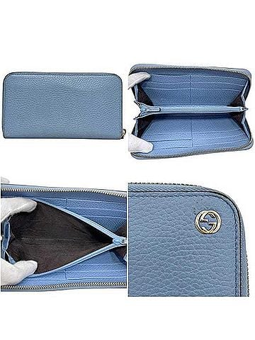Gucci Gucci Round Long Wallet, Interlocking G, 449347 2067, GUCCI Leather, Light Blue, GG, Women's (view 2)