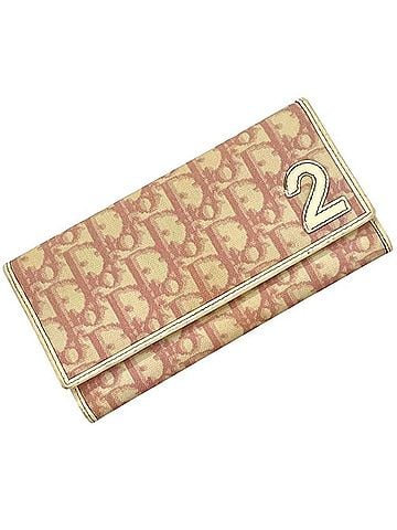 Christian Dior Christian Dior Bi-fold Long Wallet, Trotter Pattern, CM0034, PVC, Pink/White, Women's (view 1)