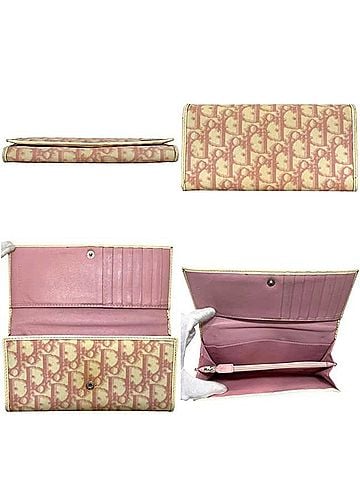 Christian Dior Christian Dior Bi-fold Long Wallet, Trotter Pattern, CM0034, PVC, Pink/White, Women's (view 2)