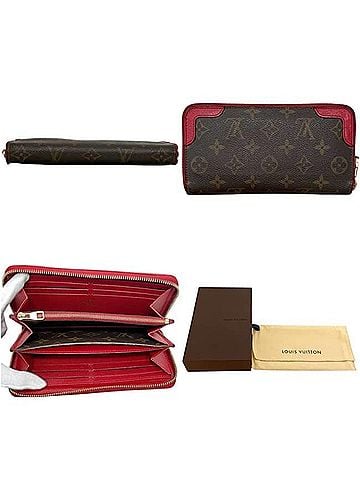 Louis Vuitton Louis Vuitton Zippy Round Long Wallet, Monogram Retiro, M61854 MI2156, LOUIS VUITTON, Canvas, Leather, Brown, Red, Women's (view 2)