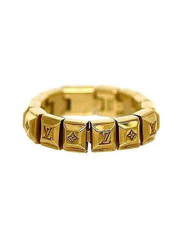 Louis Vuitton Louis Vuitton Bague Nanogram Tennis Ring, Monogram, M64652 VA1108, Gold (view 1)