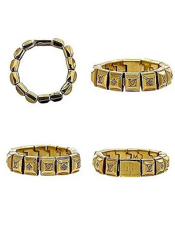 Louis Vuitton Louis Vuitton Bague Nanogram Tennis Ring, Monogram, M64652 VA1108, Gold (view 2)
