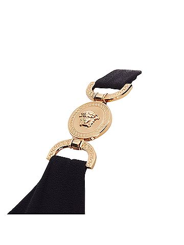 Versace VERSACE 2023 Medusa 95 black viscose silk trim cocktail midi dress IT40 S (view 2)