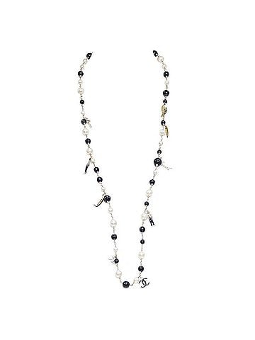 Chanel CHANEL 10C Runway CC Logo Faux Pearl Sautoir coco figurine charm necklace (view 1)