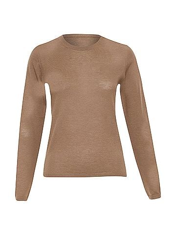 Max Mara MAX MARA brown lightweight pure cashmere crew neck long sleeve sweater top S (view 1)