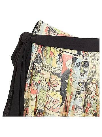 Prada PRADA 2018 Runway manga anime comic strip graphic black tie silk skirt IT40 S (view 2)