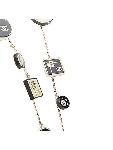 Chanel CHANEL 2008 08C black white geometric record resin charm station long necklace (view 2)
